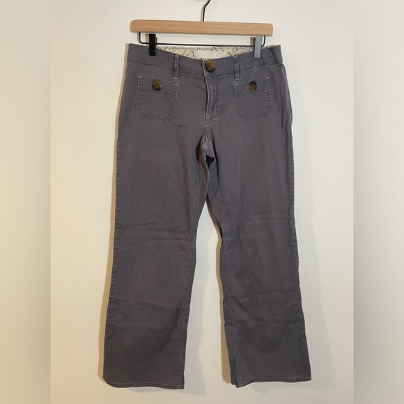 Old Navy Gray Blue Corduroy Pants Size 4 Y2K Throwback Vintage Wide Leg - Picture 1 of 12